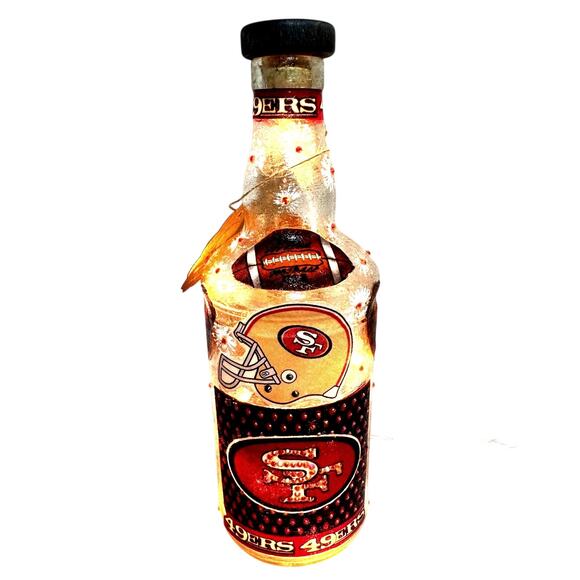 SAN FRANCISCO 49ERS  Glass Bottle w/Lights Unique Gift Idea - Picture 2 of 9